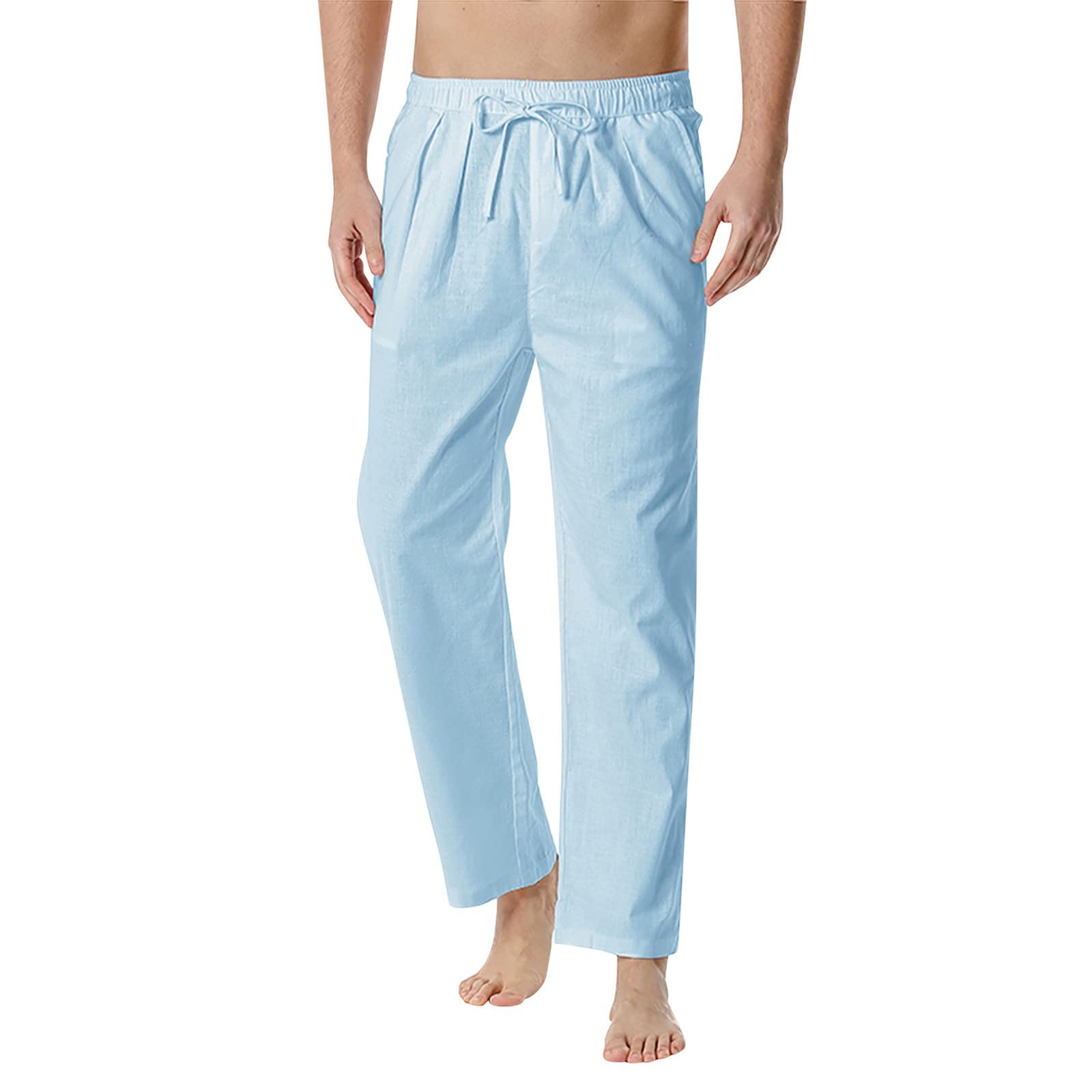 IJKEID Men's Lightweight Elastic Casual Jogger Pants - Soft Comfortable Lounge Pants for Home, Sleep & Relaxation - Breathable Loose Fit Waistband Sweatpants for Men