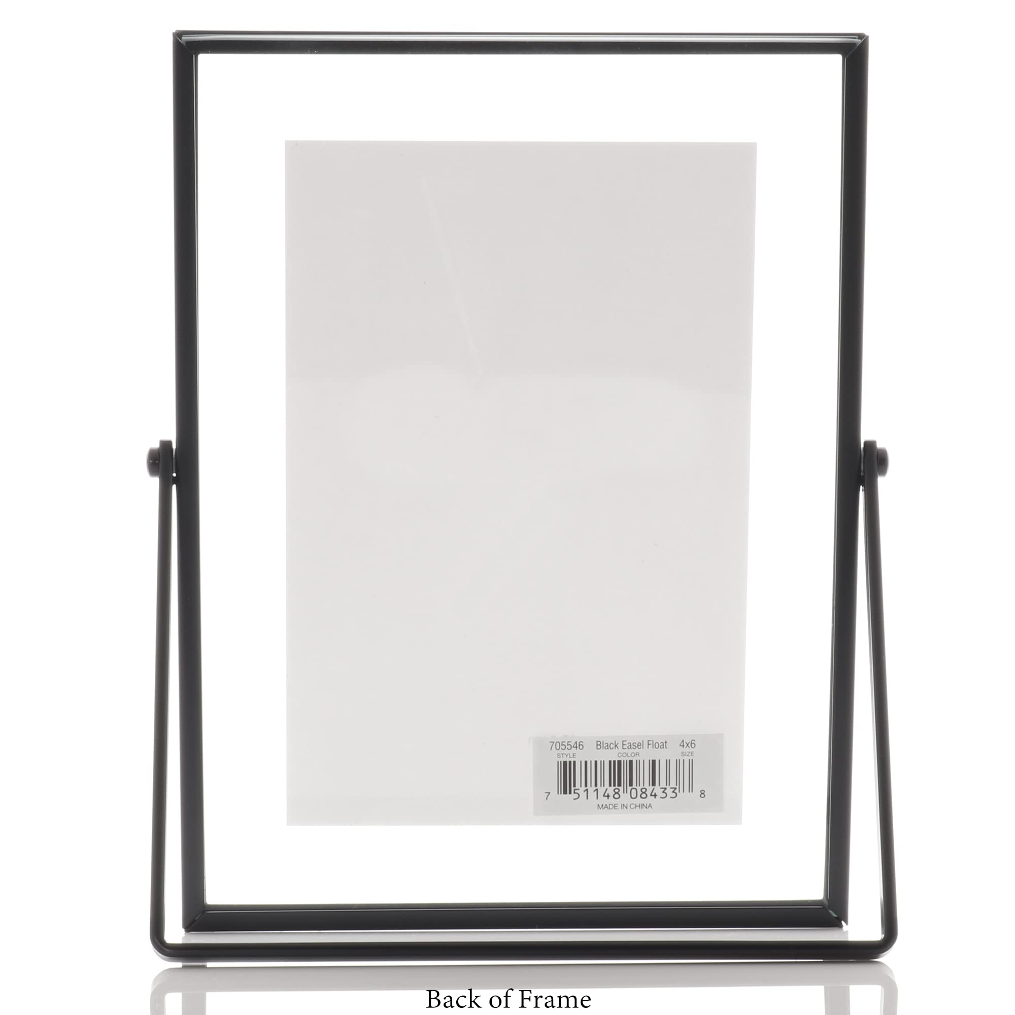 Lawrence Frames Metal Easel Float Picture Frame 4x6 Inch - Black Display Stand for Tabletop Photos, Artwork, and Graduation Pictures - Perfect for Home, Office, and Gallery Decor