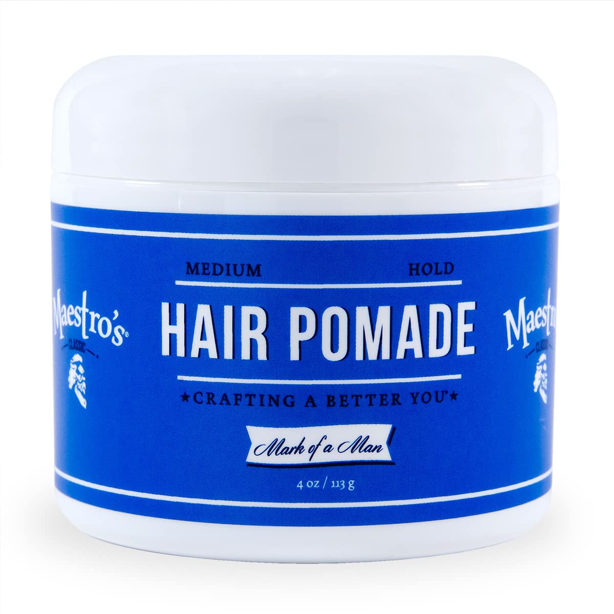 Maestro's Classic Hair Pomade - Strong Hold Styling Wax for Men, 4 oz | Perfect for Slick Back, Pompadour & Vintage Hairstyles