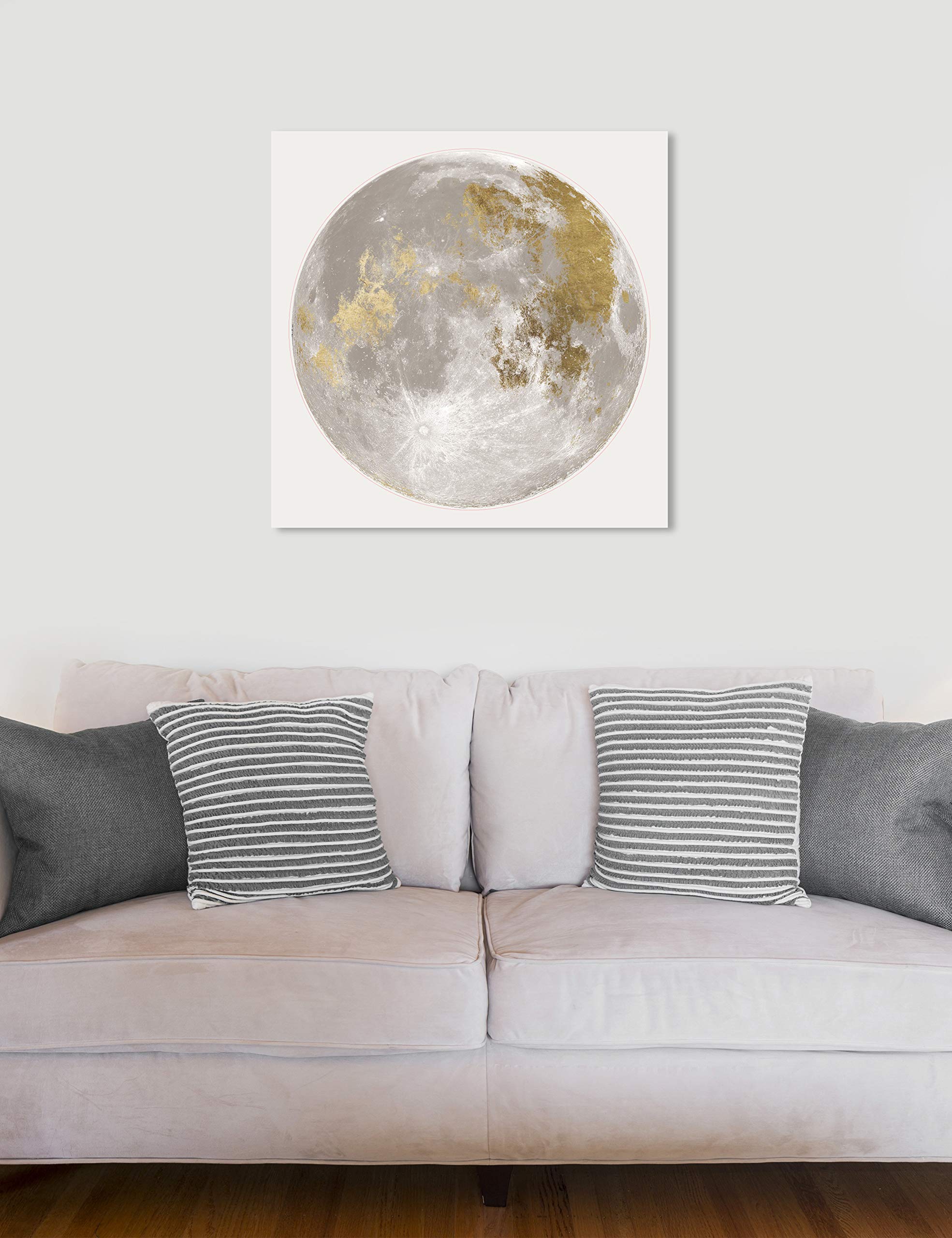 Oliver Gal Artist Co. 'Moon Light I' Space Wall Art Canvas Print - 30x30 Inch Gold & White Modern Home Decor - Perfect for Living Room, Bedroom & Office Wall Decoration