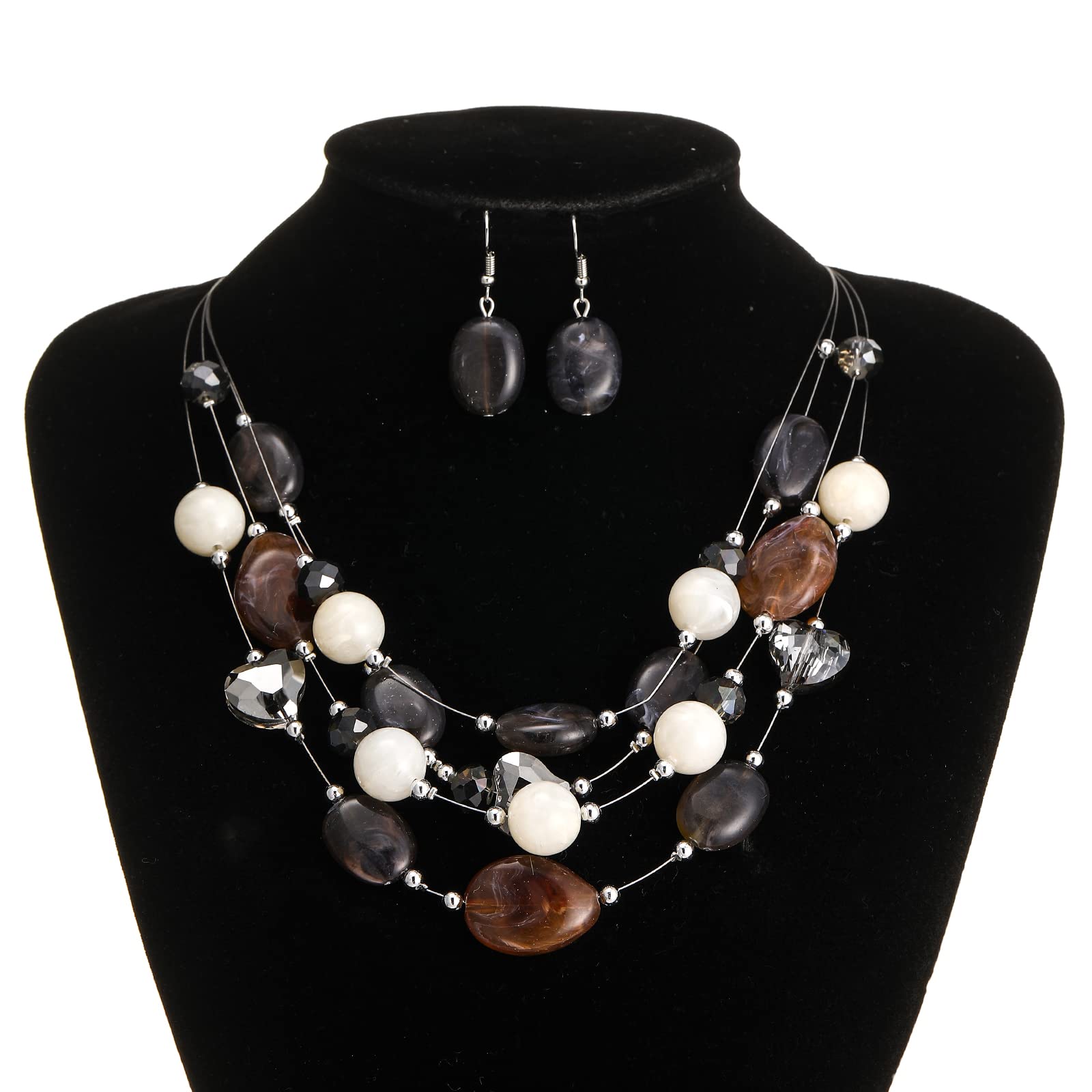 Chunky Beaded Necklace Set for Women - Colorful Layered Statement Jewelry Gift for Her, Perfect for Parties & Date Nights