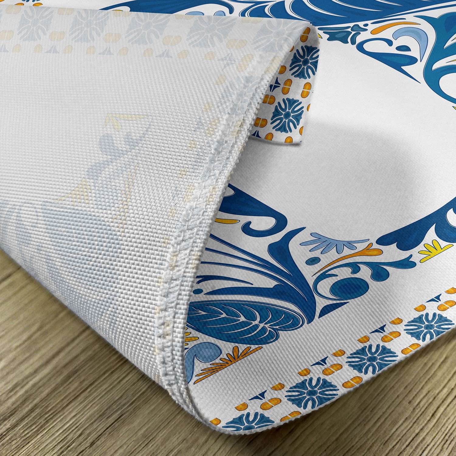 Ambesonne Letter D Place Mats Set of 4 - Vibrant Swirl & Floral Alphabet Art Washable Fabric Placemats for Dining Table Decor in Blue, Yellow & Orange | Perfect for Kitchen, Breakfast Nook & Dinner Party Settings