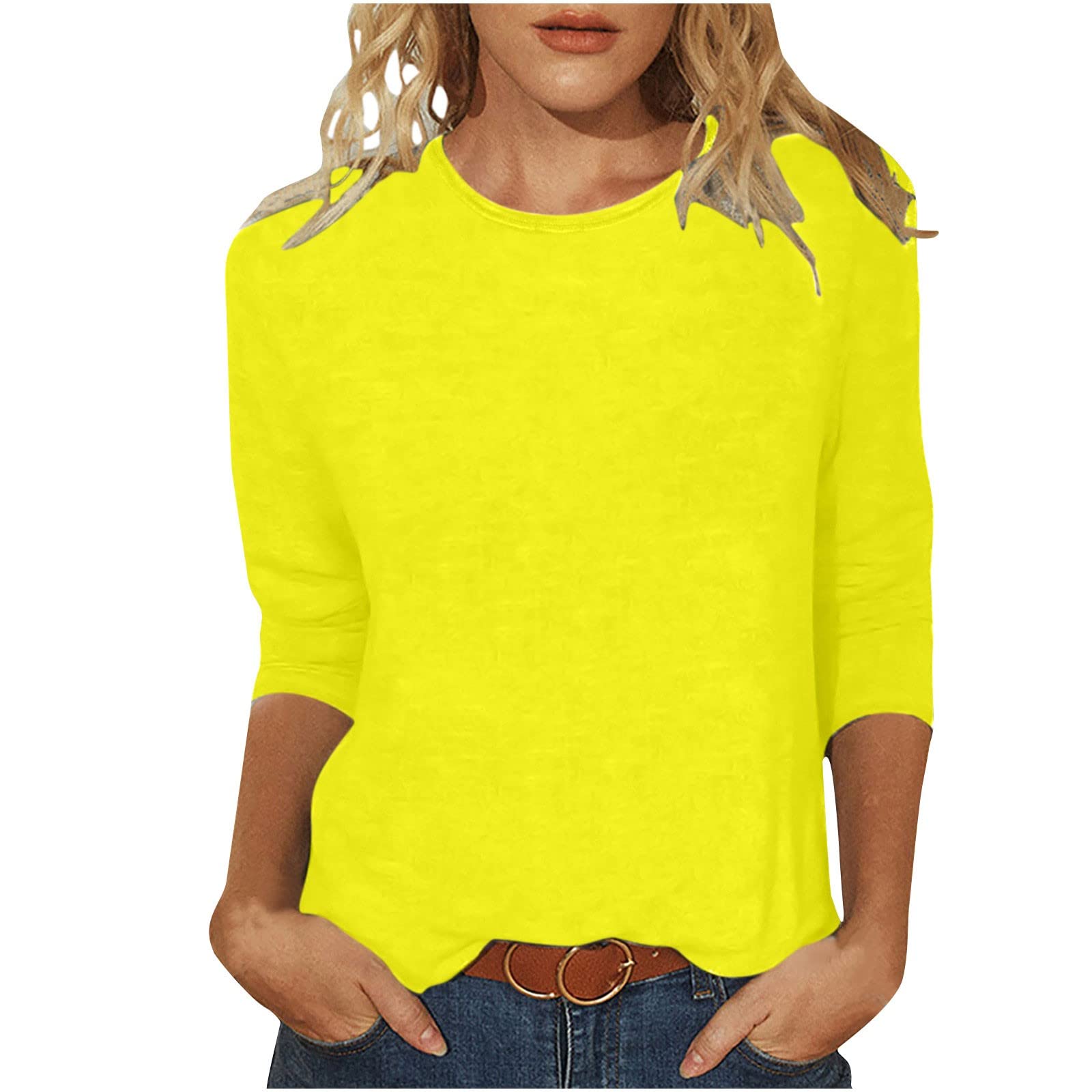 Stylish Ceboyel Women's 3/4 Sleeve Floral Print Blouse - Trendy Summer Vacation Top, Solid Color Casual Tee Shirt for Ladies | Perfect for Beach Outings, Date Nights & Office Wear