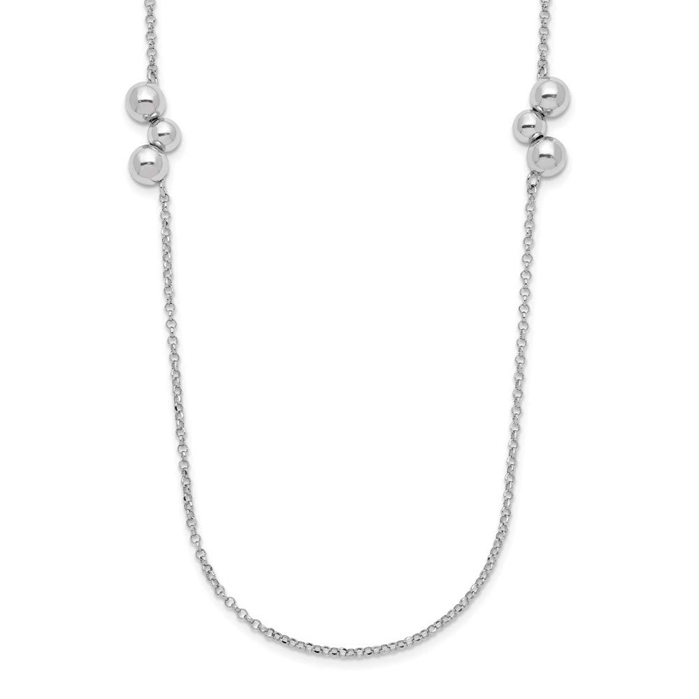 Elegant Sterling Silver Rhodium-Plated Beaded Chain Necklace for Women | Perfect for Everyday Wear, Layering & Special Occasions