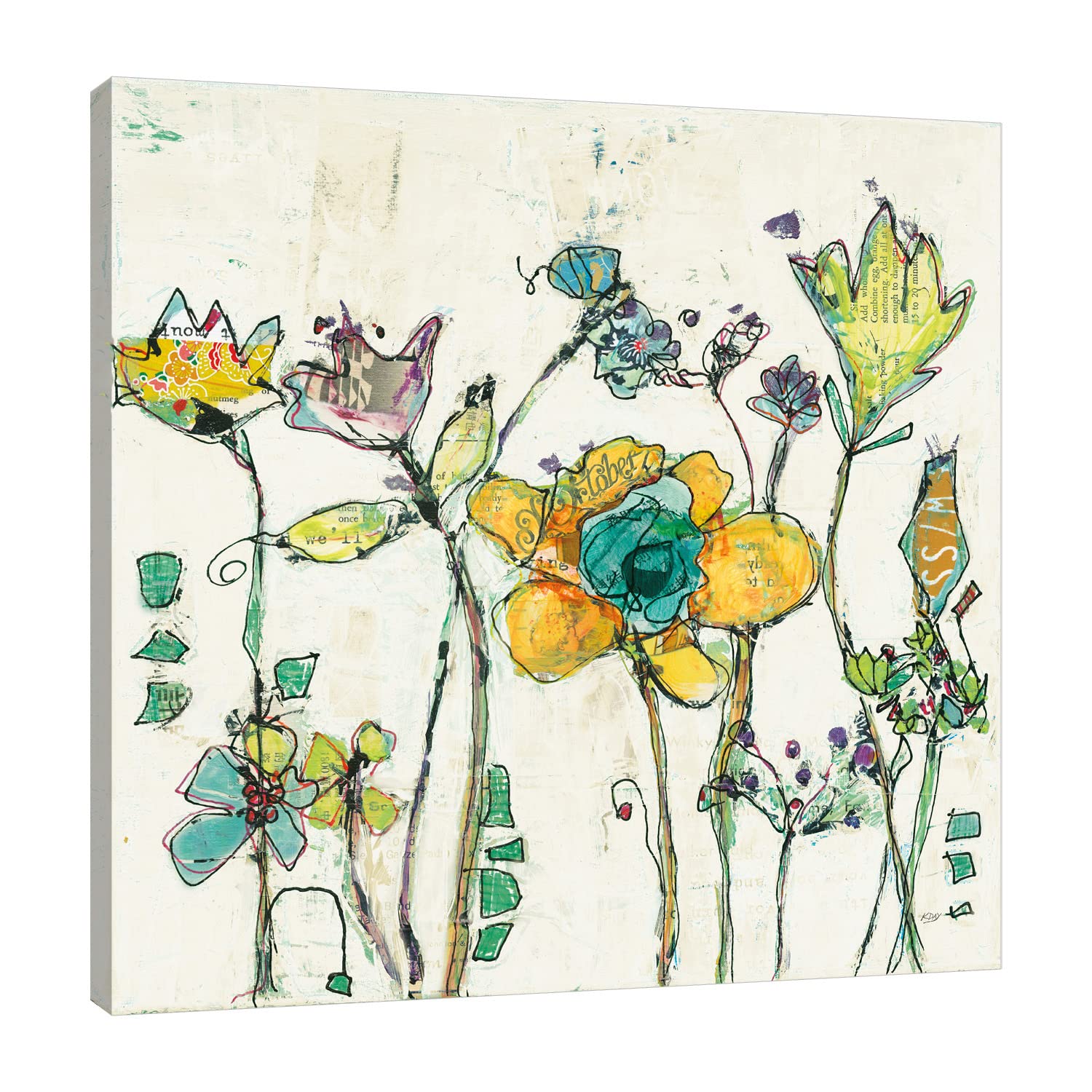 Kellie Day Monkey and Mommy Cream Gallery Wrapped Canvas Art Print - 48x48 Inch Modern Nursery Wall Decor for Baby Room & Kids Bedroom