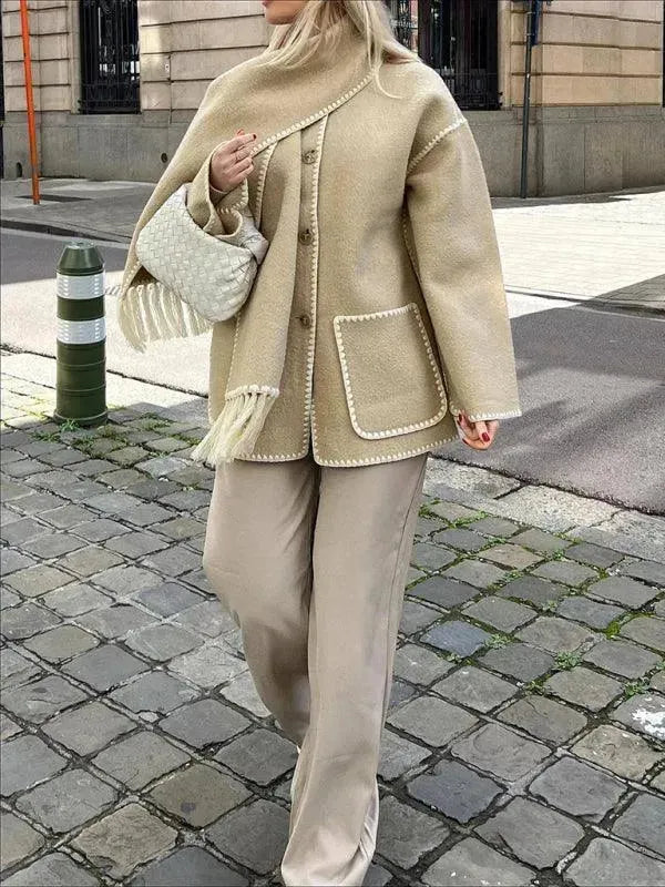 Women's Wool Shawl Coat - Soft & Warm Winter Wrap - Perfect for Office, Travel & Casual Outfits