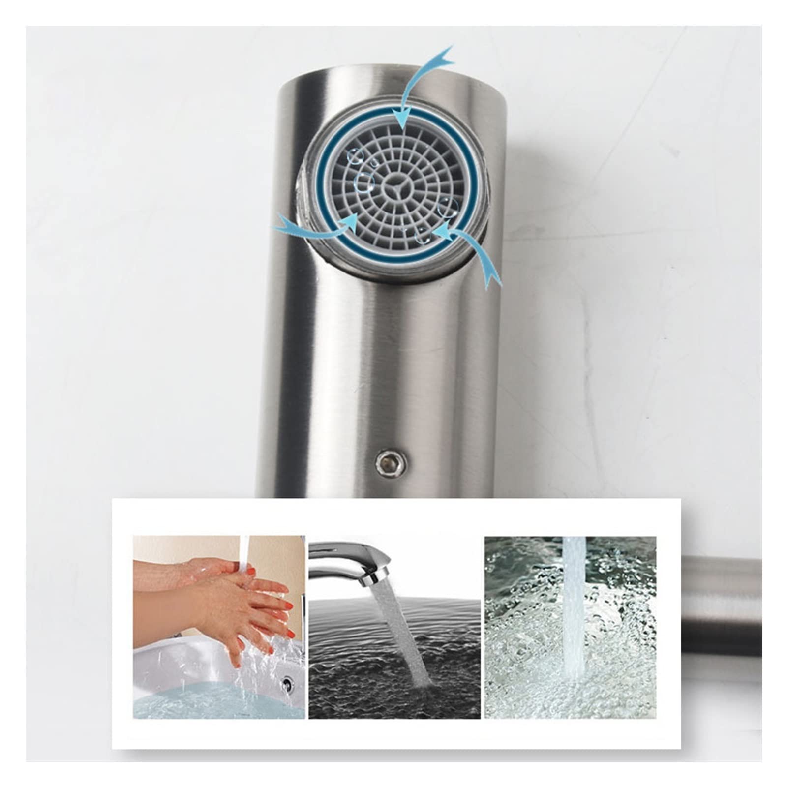 360° Rotating Stainless Steel 304 Single Hole Wall Mount Kitchen Sink Faucet - Foldable Cold Water Tap for Universal Balcony & Mop Sink (Great for Small Kitchens, RV Use & Outdoor Cleaning)