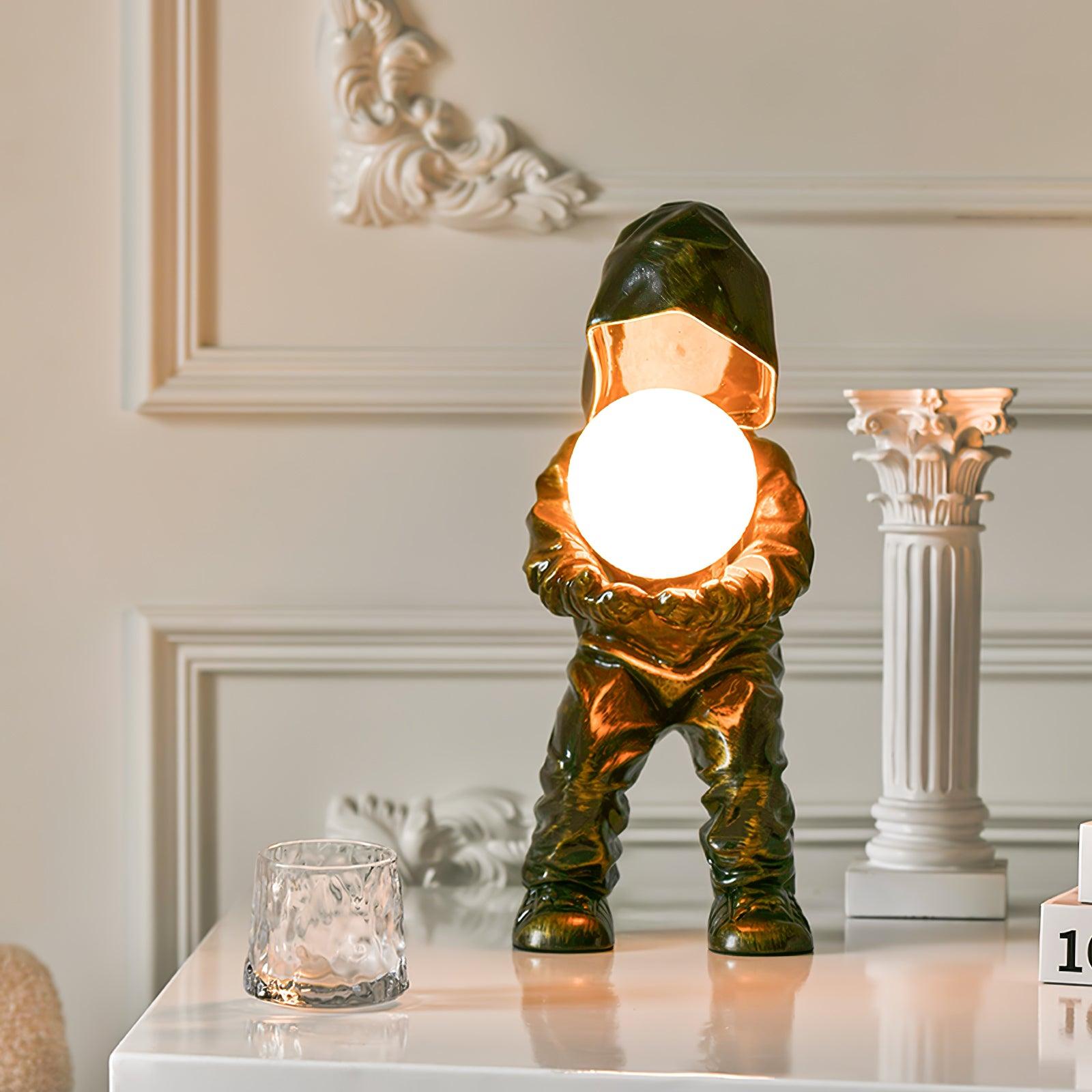 Hacker Planet Table Lamp - Modern LED Night Light for Bedroom, Living Room, Office - Space-Themed Decorative Lighting for Kids & Adults