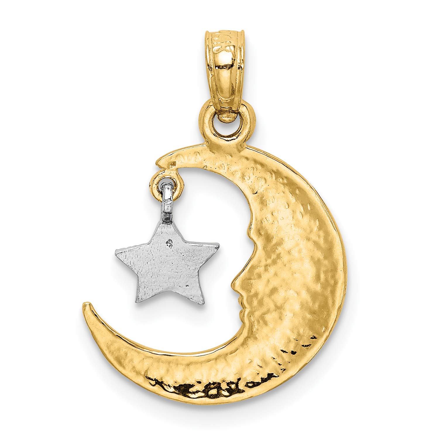 14K Solid Two-Tone Gold Crescent Moon & Star Pendant Necklace - Celestial Jewelry for Women - Perfect for Everyday Wear, Gifts & Special Occasions