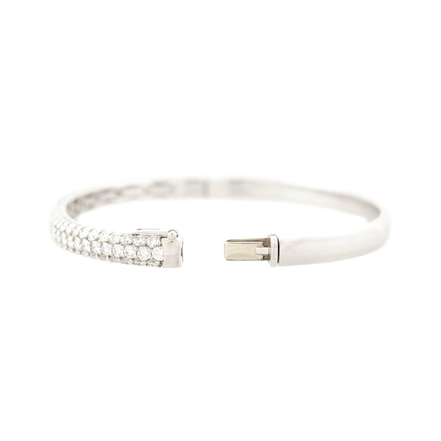 Estate Platinum Pave Diamond Bangle Bracelet for Women - Vintage Luxury Jewelry Gift for Anniversary, Wedding & Special Occasions
