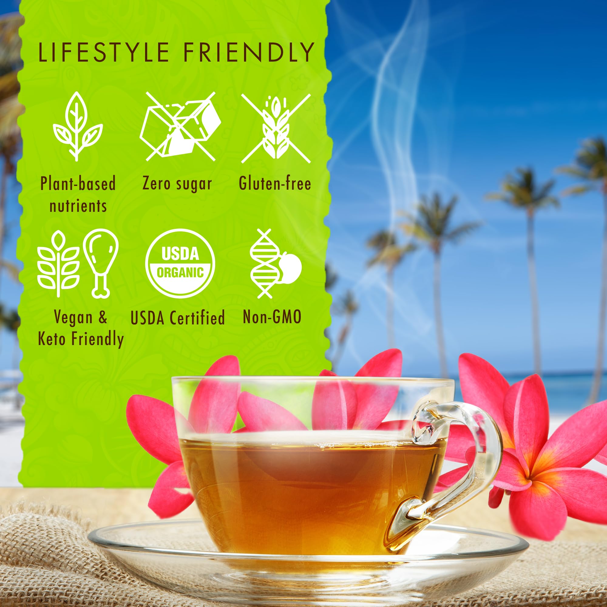 Organic Hawaiian Passion Fruit Orange Tea - Tropical Green & Black Tea Blend, 20 Tea Bags | Antioxidant-Rich, Caffeine-Free | Perfect for Daily Relaxation, Gifts & Afternoon Tea Time