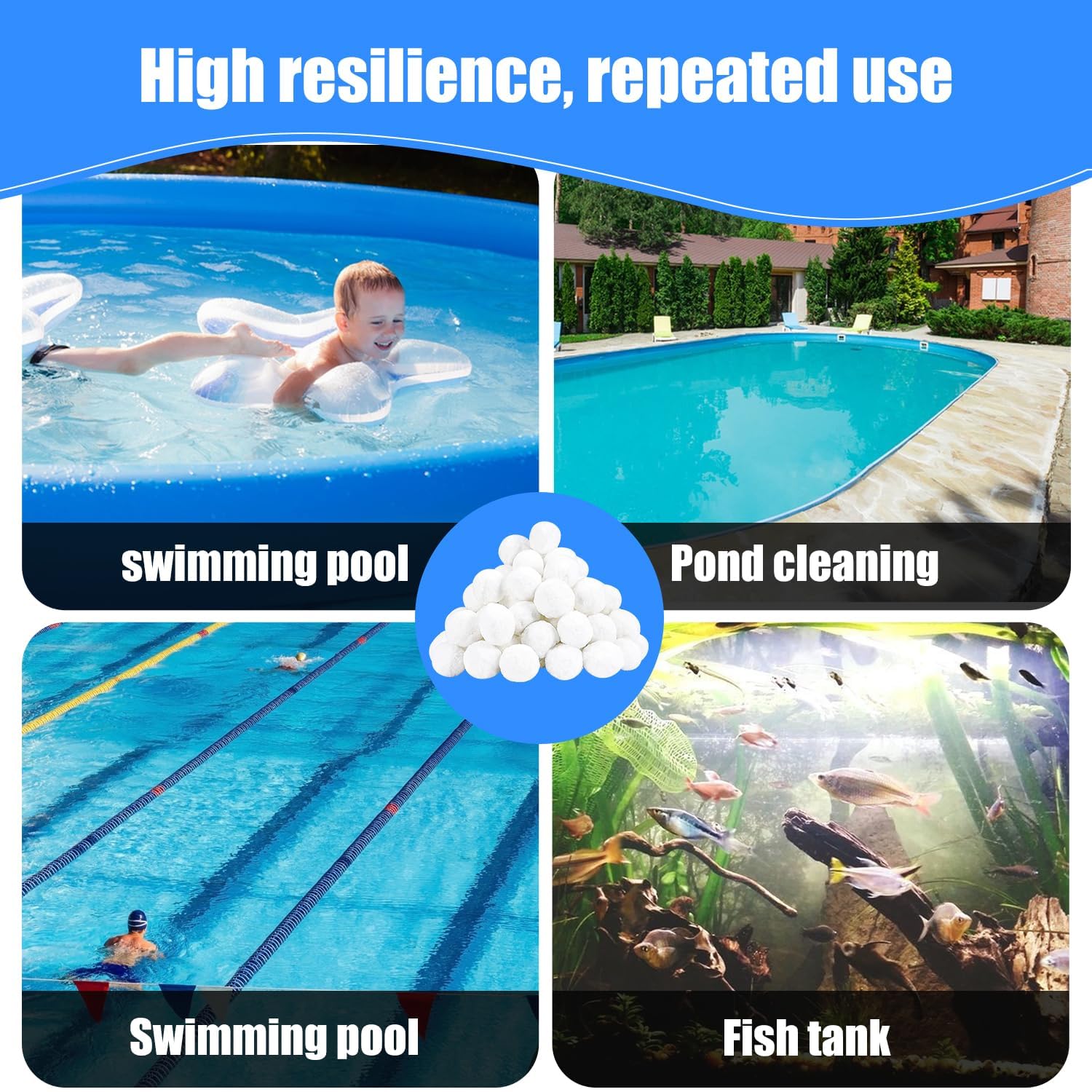 Pool Filter Balls for Sand Filters - 3.1 lbs Eco-Friendly Reusable Fiber Media, High Efficiency Water Filtration for Swimming Pools, Spas, and Inground Pools