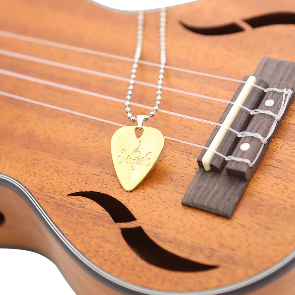 EXCEART 1pc Bass Guitar Hawaiian Necklace - Colorful Metal Guitar Pendant with Ukulele Pick - Friendship Jewelry for Musicians & Music Lovers - Perfect for Concerts, Beach Parties & Hawaiian Theme Events