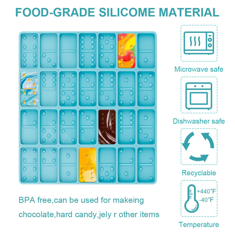Professional 28-Cavity Silicone Domino Molds for Resin Casting - DIY Epoxy Jewelry, Pendants, Cake Decorations - Durable & Reusable for Crafting, Gifts & Home Decor