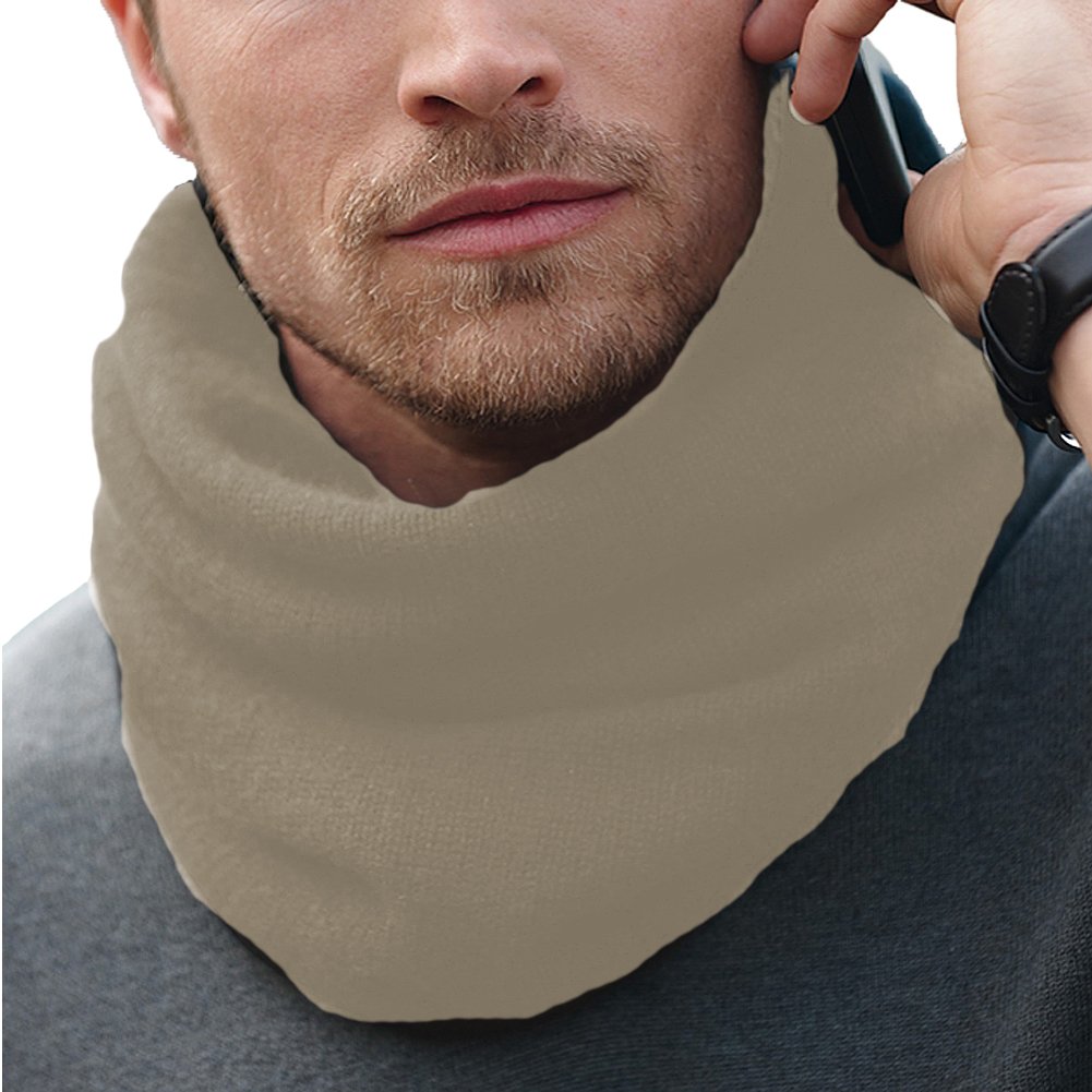 Parisbonbon Men's 100% Cashmere Fashion Neck Warmer Scarf - Beige Taupe, One Size - Soft Winter Accessory for Cold Weather & Outdoor Activities