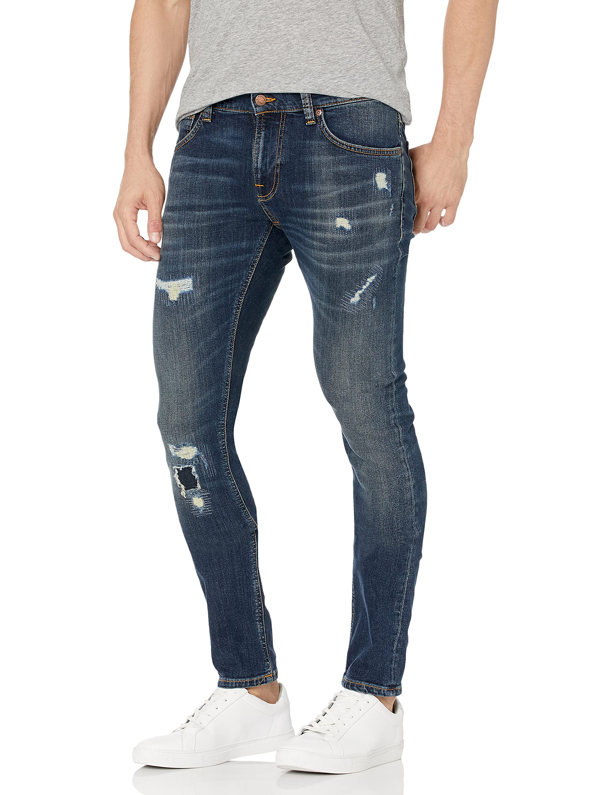 Nudie Jeans Men's Boyfriend Fit Denim Jeans - Comfortable Stretch Slim Straight Leg Pants for Casual Wear & Everyday Style