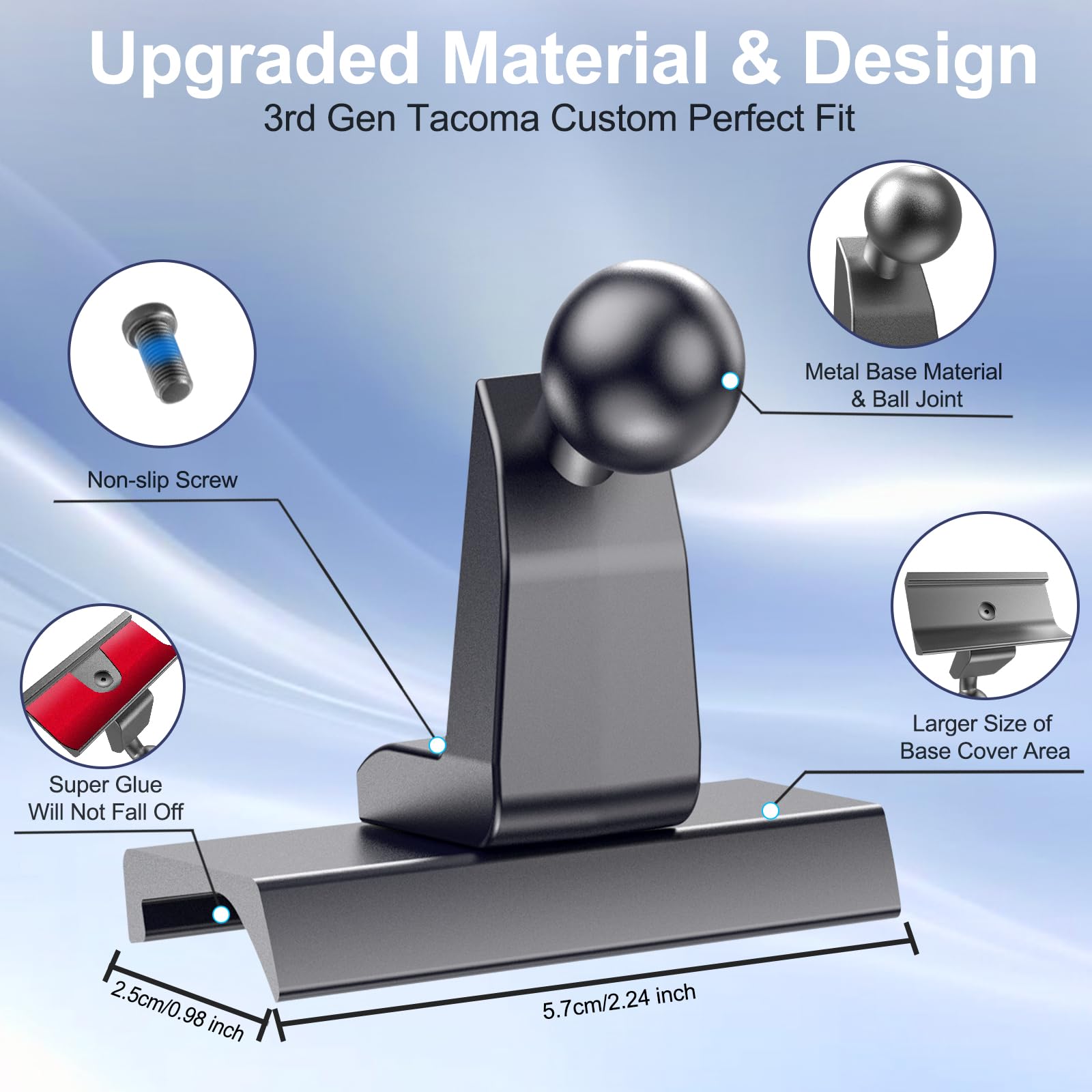 Magnetic Phone Mount for Toyota Tacoma 2016-2023 | 3rd Gen Dashboard Clip with Adjustable 20x Super Strong Magnet | Perfect for Hands-Free Navigation & Driving Safety