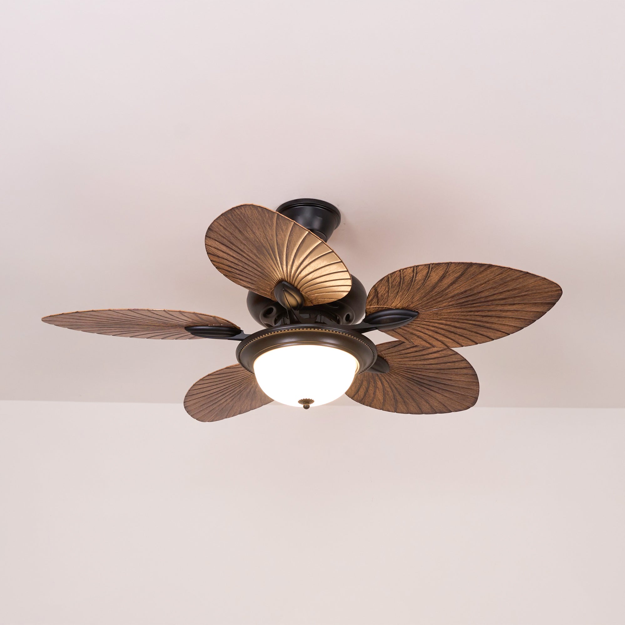 Natural Banana Leaf Ceiling Fan with Light - Tropical Decor for Indoor & Outdoor Living Spaces, Bedrooms, and Patios