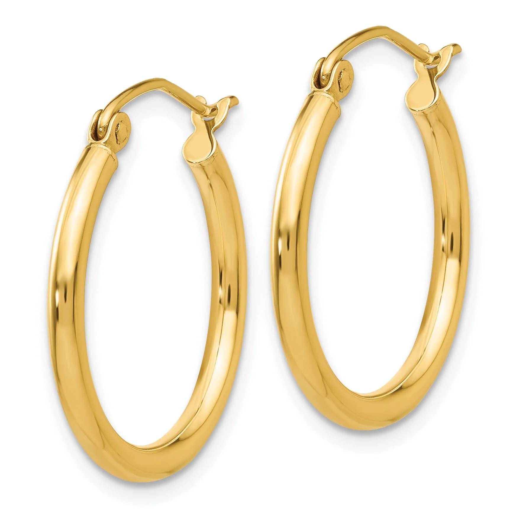 14K Yellow Gold Lightweight Tube Hoop Earrings for Women - 2mm Thin Minimalist Dainty Everyday Jewelry - Perfect for Work, Date Night & Special Occasions