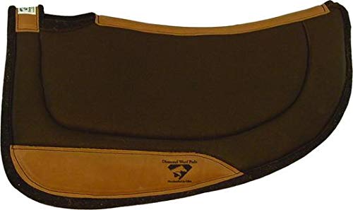 Premium Diamond Wool Round Contoured Ranch Chocolate Western Saddle Pad - 30x30 Inches, 1