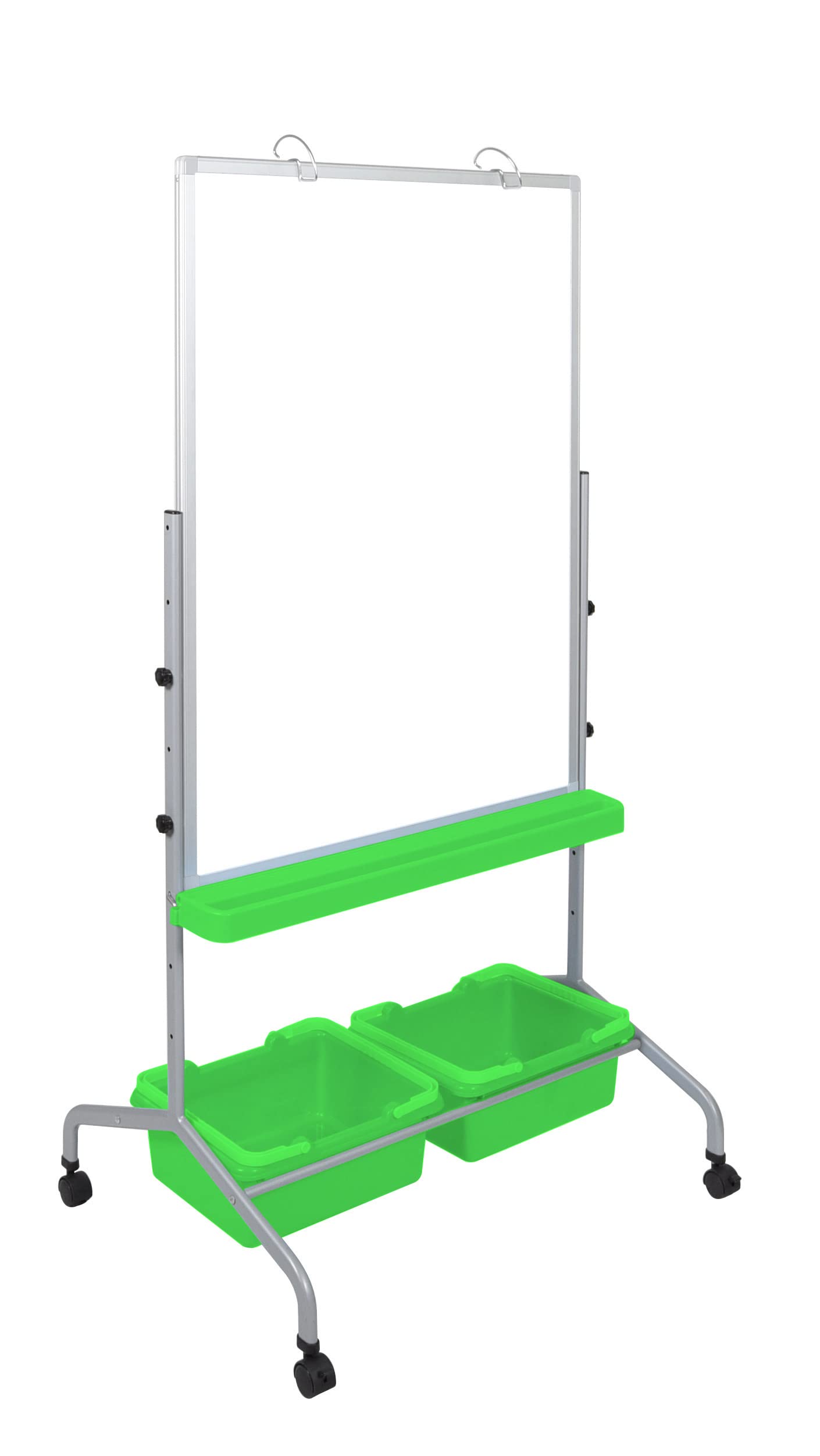 Adjustable Mobile Whiteboard & Flipchart Easel with Storage Bins & Chart Hooks - Portable Standing Desk Whiteboard for Office, Classroom & Home Workspace Organization