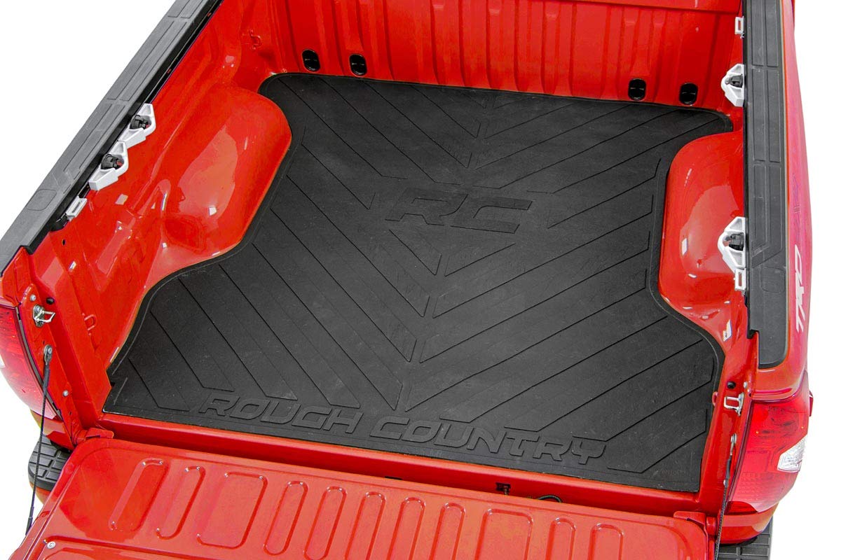 Rough Country Black Rubber Bed Mat for 2007-2021 Toyota Tundra 5.5 FT Truck Bed | Heavy Duty Anti-Slip Protection | RCM681 | Perfect for Hauling, Construction & Outdoor Adventures