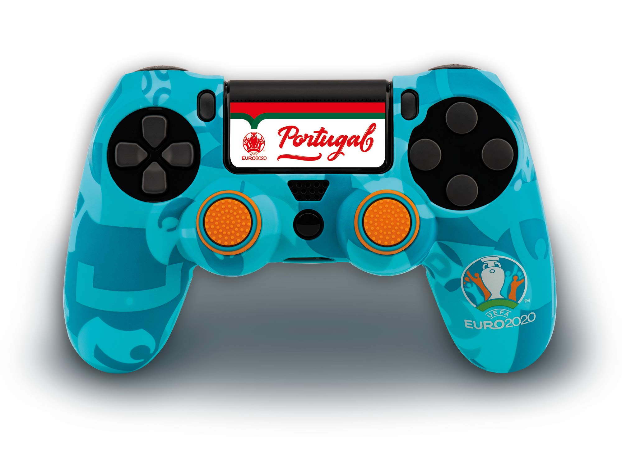 Qubick PS4 UEFA Euro 2020 Controller Skin - Blue Silicone Cover with Non-Slip Grip & Protective Function | Perfect for Gaming Tournaments & Long Play Sessions