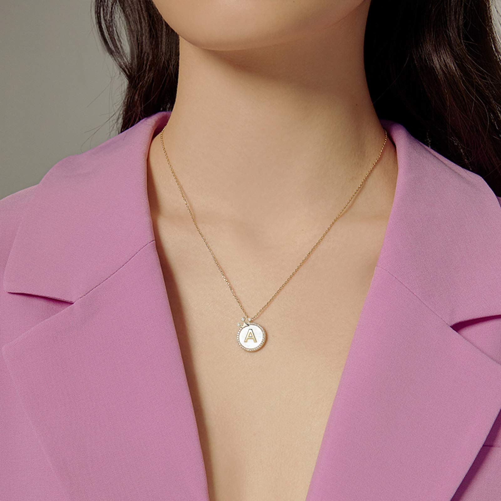 14K Gold Plated Personalized Initial Necklace for Women - Dainty Letter Chain with Crown Charm | Elegant Gift for Her, Birthday, Anniversary & Everyday Wear
