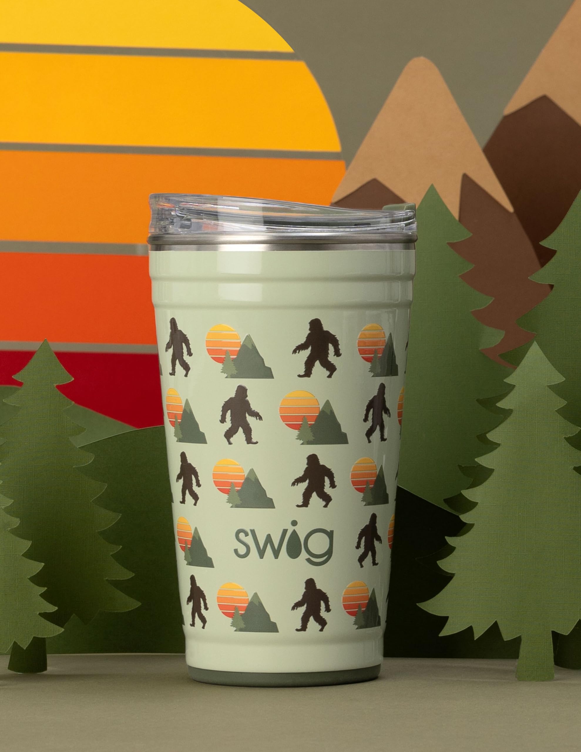 Swig Life 24oz Insulated Stainless Steel Travel Tumbler with EZ Slider Lid - Stackable, Cup Holder Friendly Reusable Coffee Mug for Office, Camping & Road Trips (Wild Thing Design)