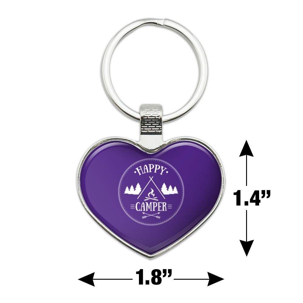 Happy Camper with Campfire Keychain - Heart Love Metal Key Ring for Outdoor Enthusiasts | Perfect for Camping, Hiking & Travel Accessories