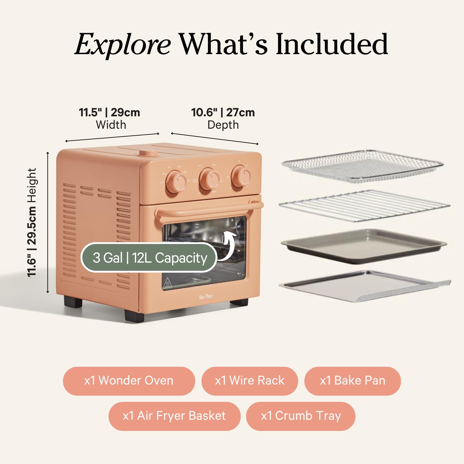 Our Place Wonder Oven - 6-in-1 Air Fryer & Toaster Oven with Steam Infusion | Compact Countertop Appliance for Fast Preheating | Multifunctional for Air Frying, Toasting, Roasting, Baking, Reheating & Broiling | Perfect for Small Kitchens, Dorms & Quick Meals