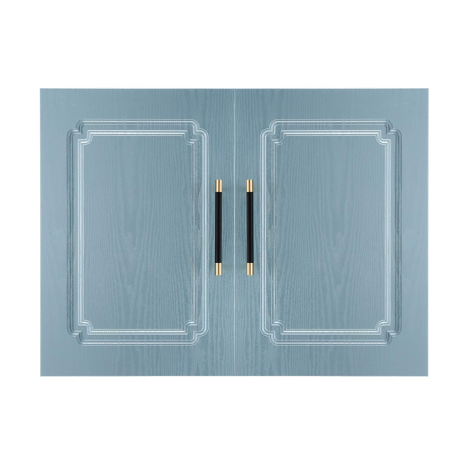 5 Pack Brushed Satin Gold/Brass Cabinet Handles with Matte Black Electroplated Finish - 7.3