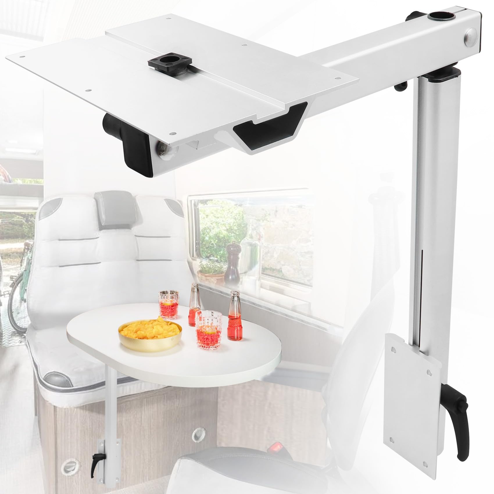 Adjustable RV Table Leg - 360° Rotating Aluminum Alloy Removable Table Leg with Height Adjustment for Caravans, Motorhomes & Yachts | Easy Installation for Dining, Work & Leisure Spaces