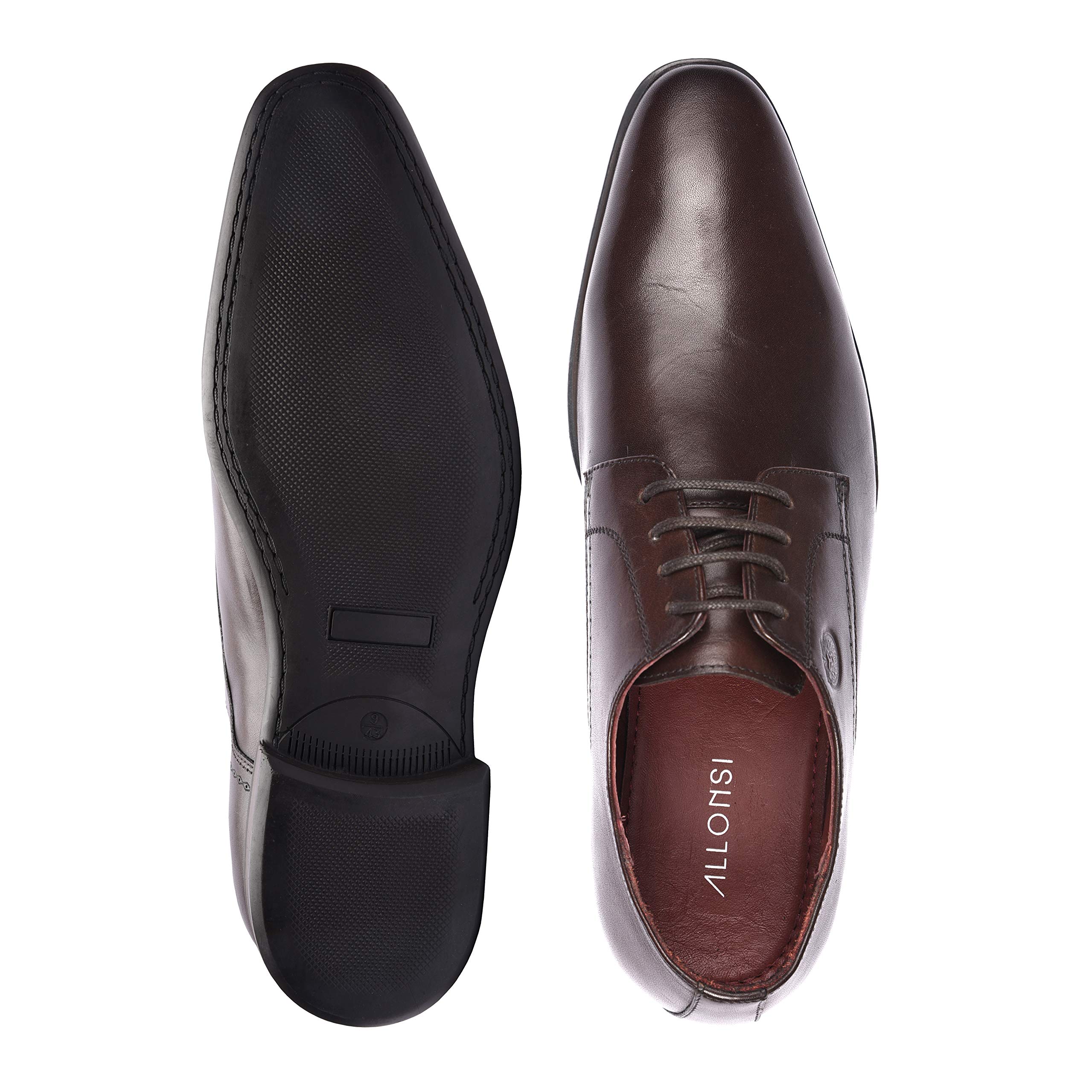 Amoux Genuine Leather Men's Plain Toe Oxford Dress Shoes - Business Formal Office Shoes with Comfortable TPR Sole - Black US Size 8 - Perfect for Weddings, Business Meetings & Professional Events