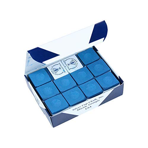 Premium Blue Pool Cue Chalk - 12 Pack for Smooth Billiard Shots - Perfect for Pool Tables, Snooker, and Professional Cue Sports