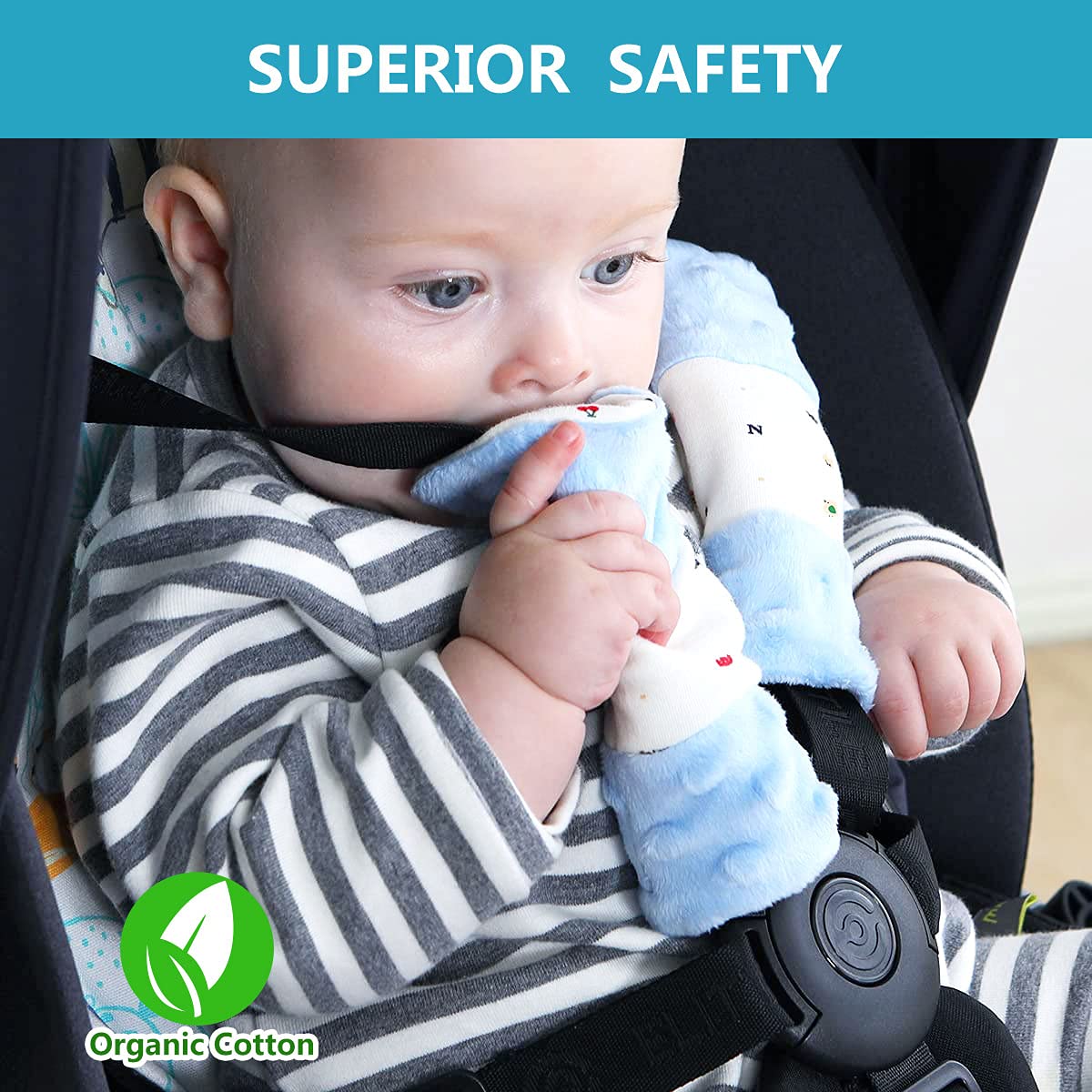 4 Packs Baby Car Seat Shoulder Strap Covers - Soft Padded Protectors for Infant & Toddler Car Seats, Strollers, Pushchairs (5.9