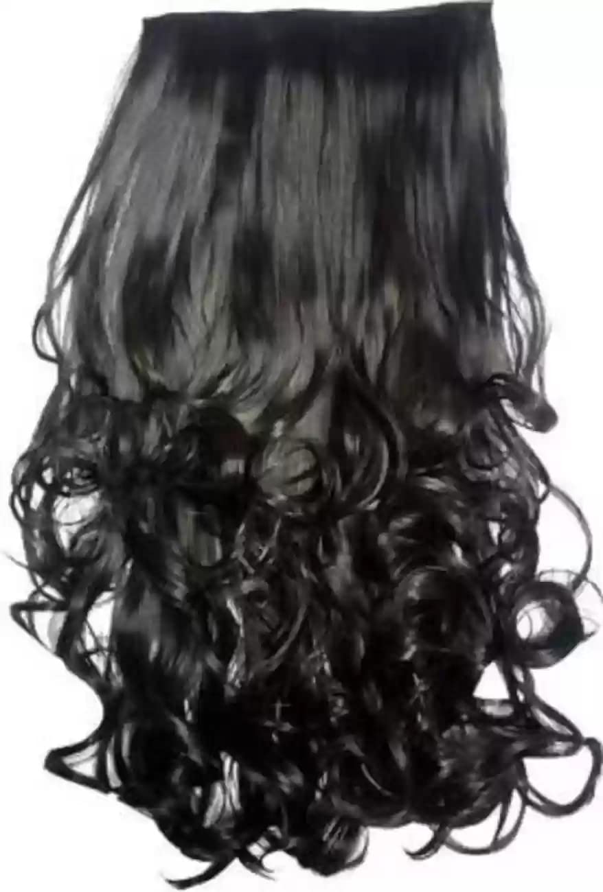 BeatStock 5 Clip-in Silky Soft Curly Wavy Hair Extensions - Black Synthetic Fiber for Volume & Styling - Perfect for Parties, Weddings & Everyday Glam