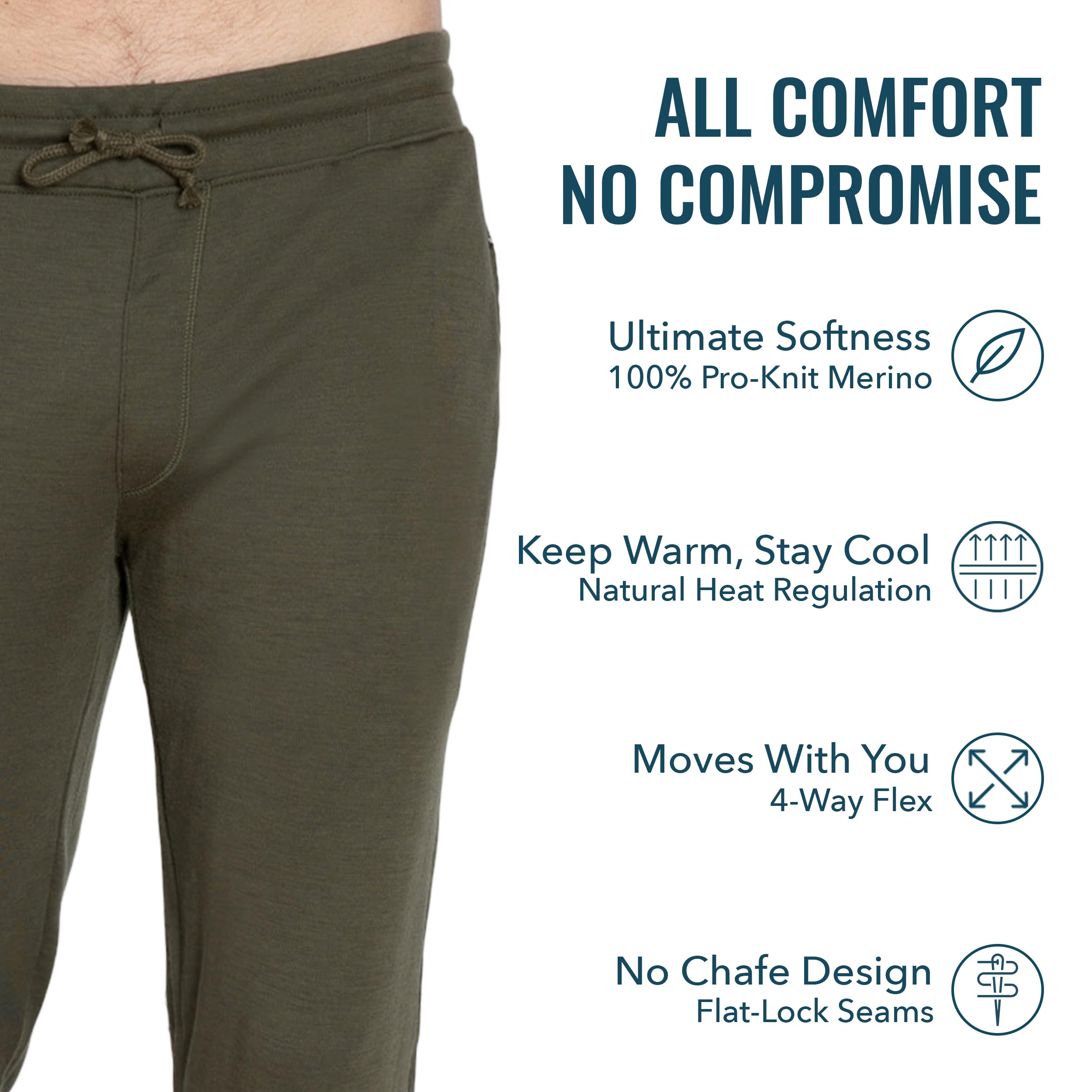 Premium Men's Merino Wool Joggers - RWS Certified Eco-Friendly Sweatpants | Ultra Soft & Warm Winter Lounge Pants | Seattle Designed for Outdoor Activities & Home Comfort
