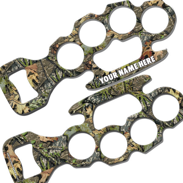 Personalized Knuckle Buster Bottle Opener - Camo Design for Outdoor Camping, BBQ Parties & Tailgating | Add Your Name Custom Engraving