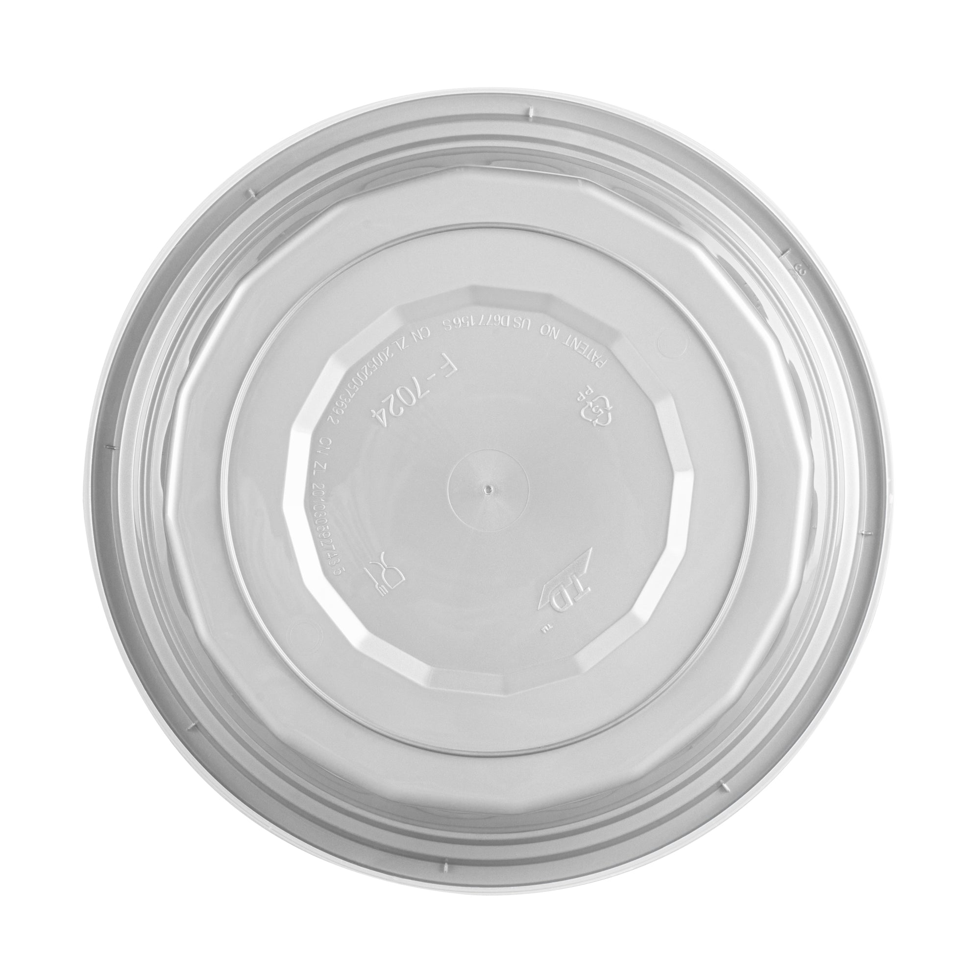 24 oz Round Silver Plastic Takeout Containers with Clear Lids - 100 Pack (7.25