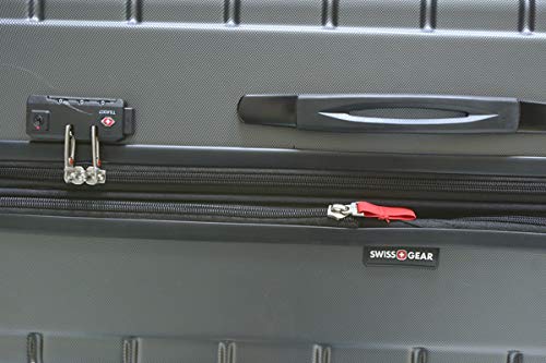 SwissGear 7790 Expandable Hardside Luggage with 360° Spinner Wheels, Grey, 23.5-Inch Checked Medium Suitcase - Perfect for Air Travel, Business Trips & Vacation Packing