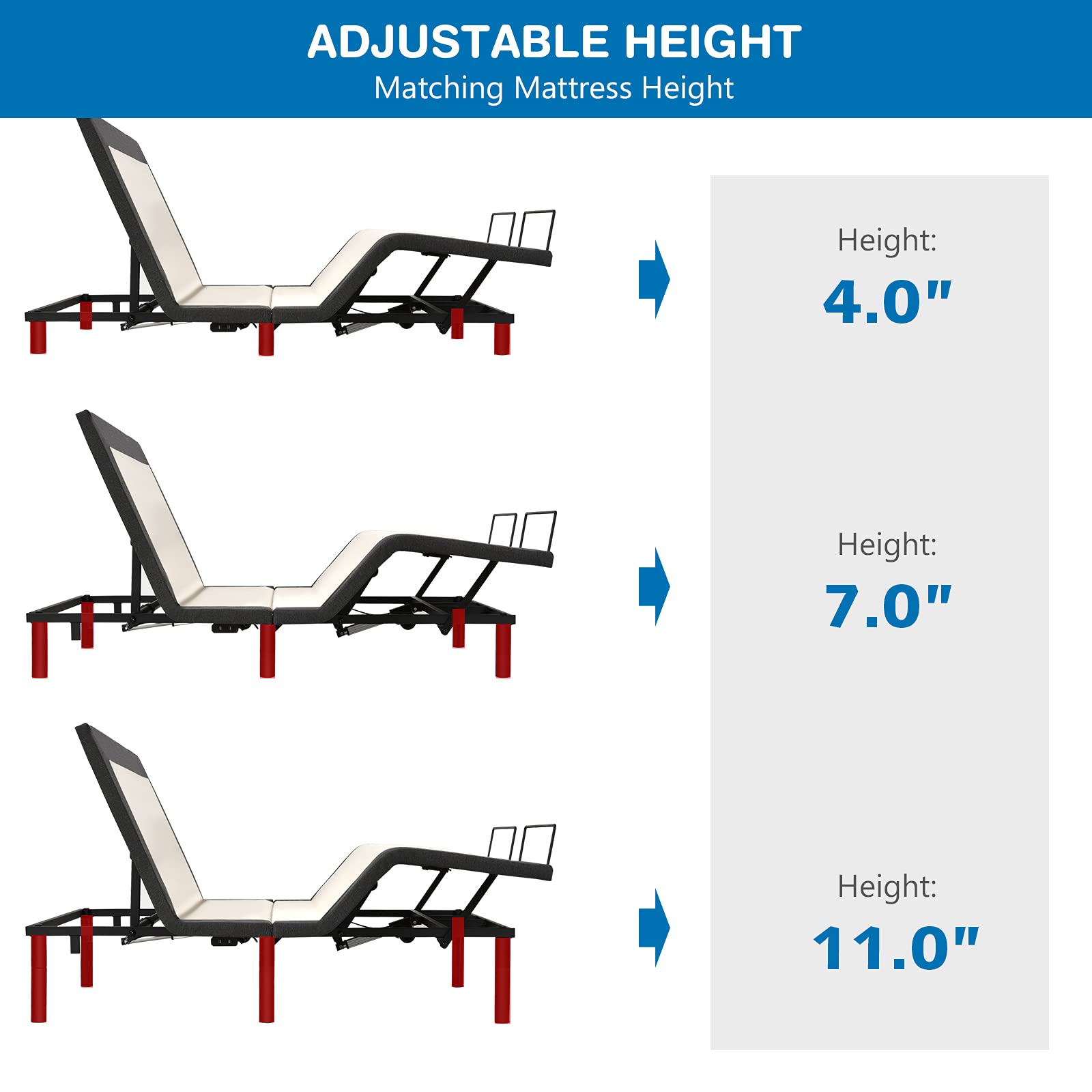 Giantex Queen Size Adjustable Bed Base with Remote Control - Zero Gravity Electric Bed Frame with Head & Foot Incline, Vibration Massage, USB Charging Ports, Under-Bed LED Nightlight, Preset & Memory Positions - Perfect for Home, Office, or Hospital Use