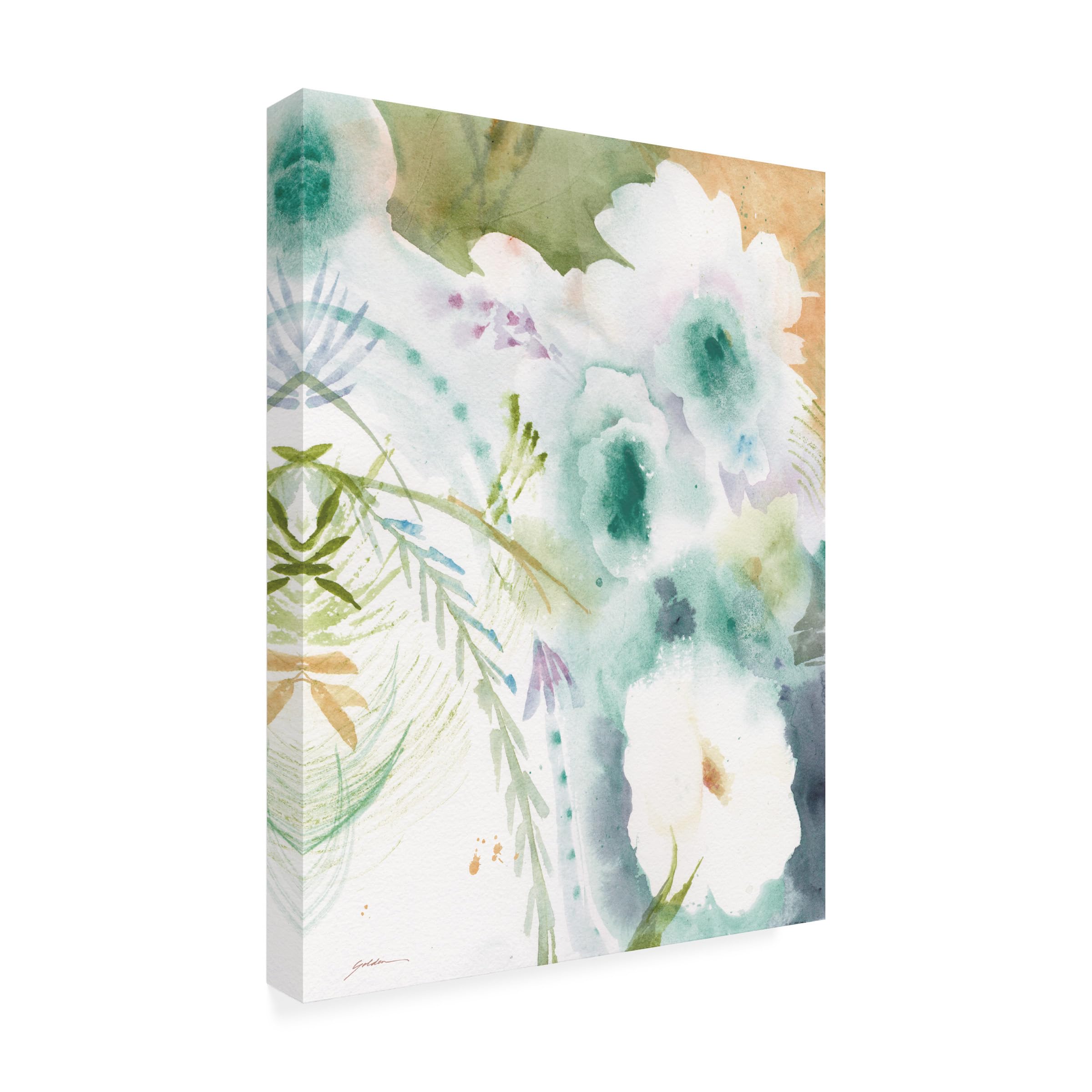 Trademark Fine Art 'Cascade In Teal' Canvas Wall Art by Sheila Golden - Modern Abstract Painting for Living Room, Bedroom & Office Decor