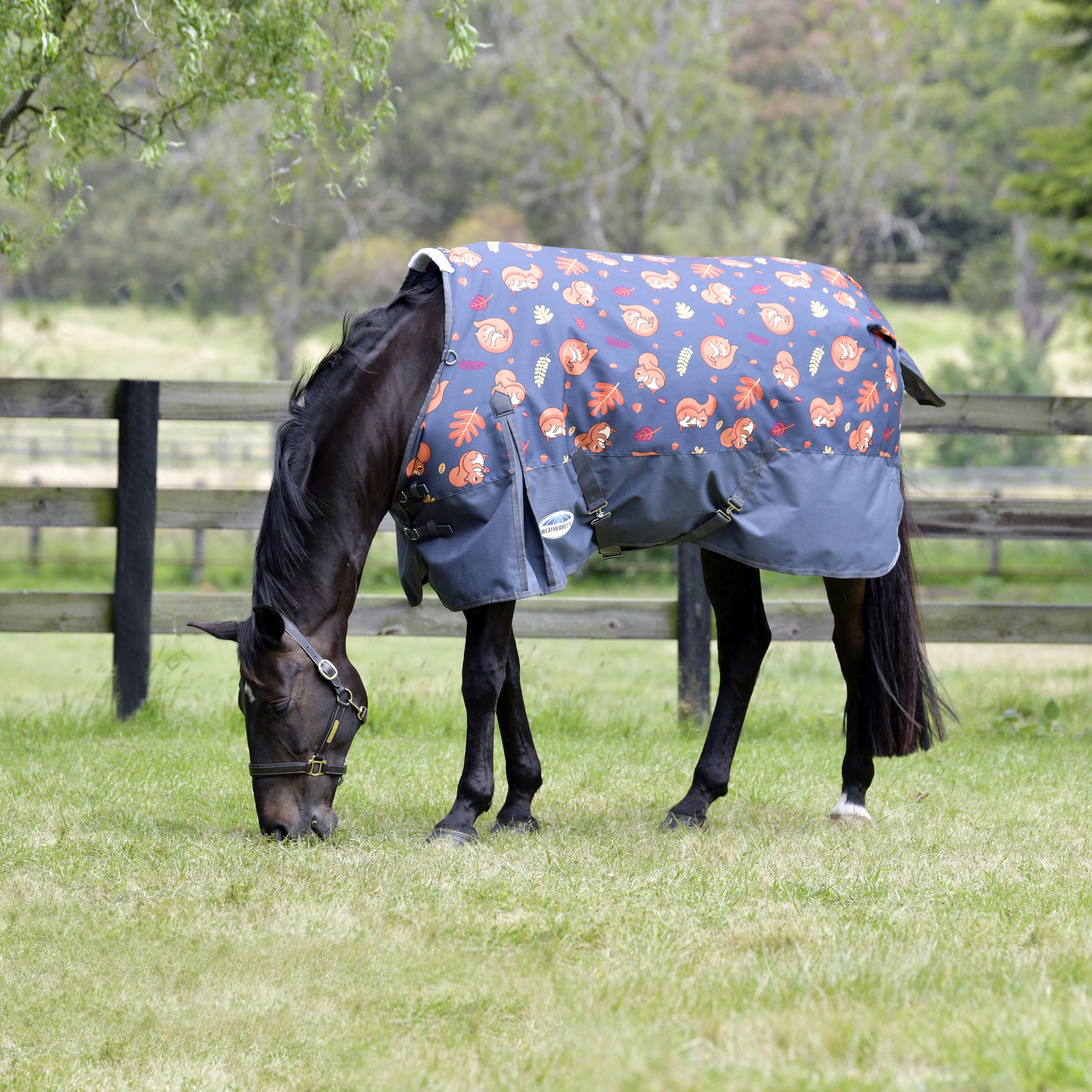 WeatherBeeta ComFiTec Essential Standard Neck Lite Horse Blanket - Squirrel Print, 72