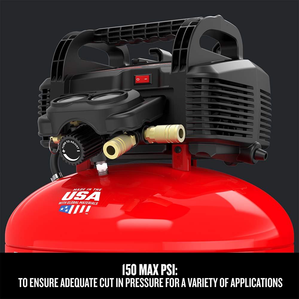 CRAFTSMAN 6 Gallon Pancake Air Compressor - Oil-Free, Portable with 13-Piece Accessory Kit (CMEC6150K) for Home DIY, Woodworking, Nail Guns & Inflating Tires