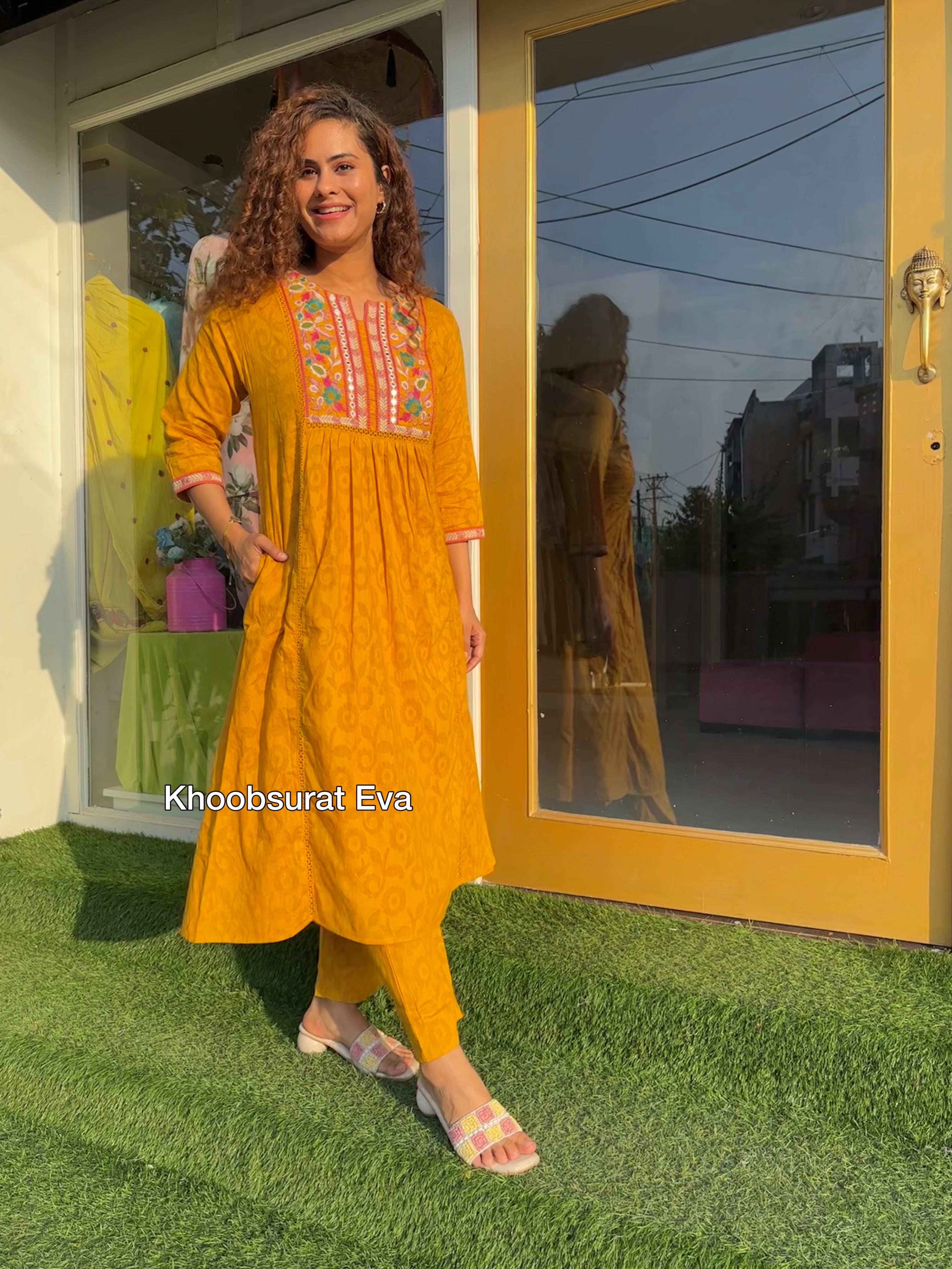 Stylish Yellow Embroidered Cotton Coord Set for Women - Perfect for Summer Outfits, Beach Vacations & Casual Wear