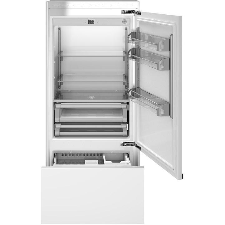 Bertazzoni 36 Inch Built-In Bottom Freezer Refrigerator - 19.6 Cu. Ft. Capacity, Digital Display (Model REF36BMBIXRT) - Perfect for Modern Kitchens and Open-Concept Homes