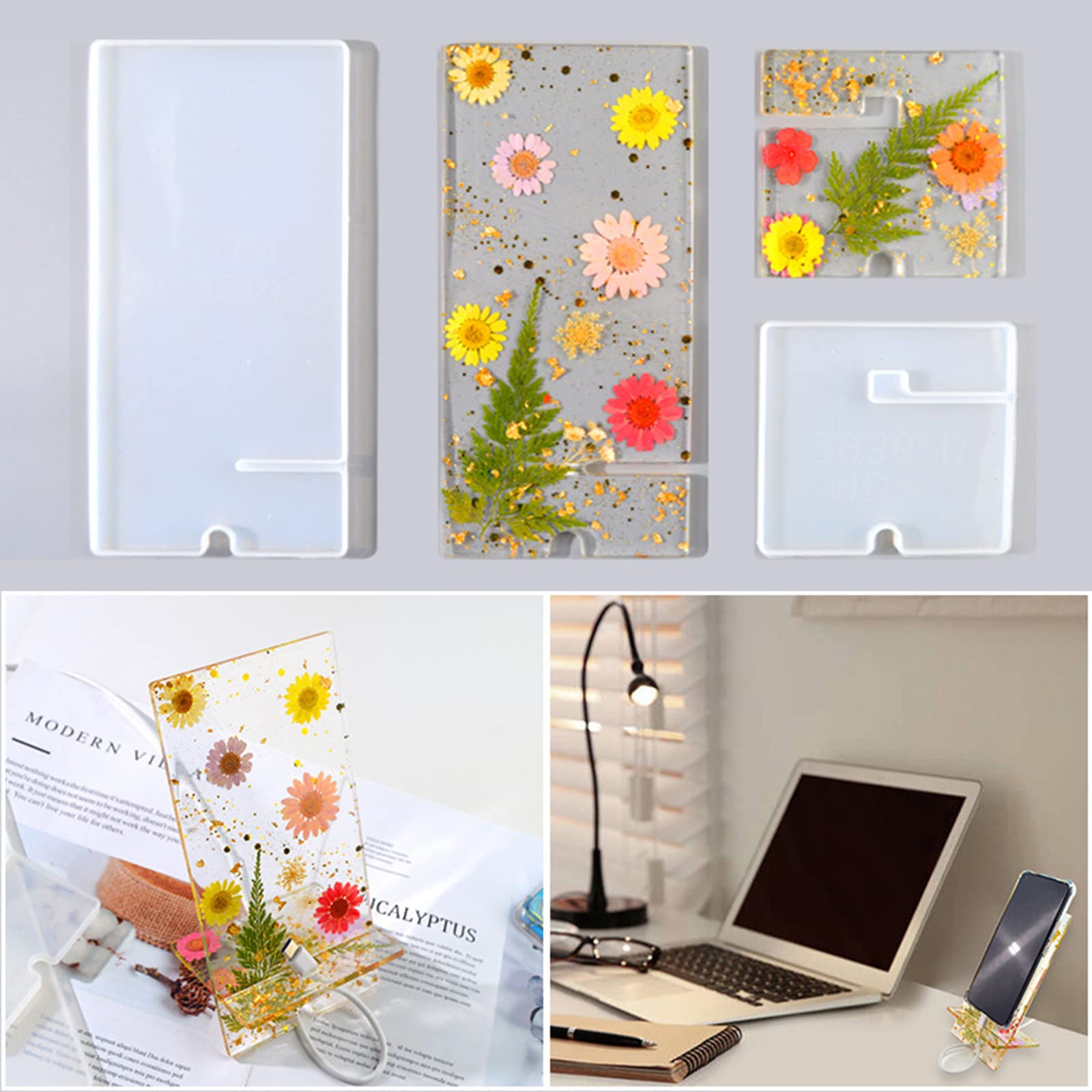 Chuwen Resin Phone Stand Silicone Mold - DIY Epoxy Casting Kit for Mobile Holder & Support Bracket | Perfect for Crafting Unique Phone Accessories, Home Decor, and Gift Making