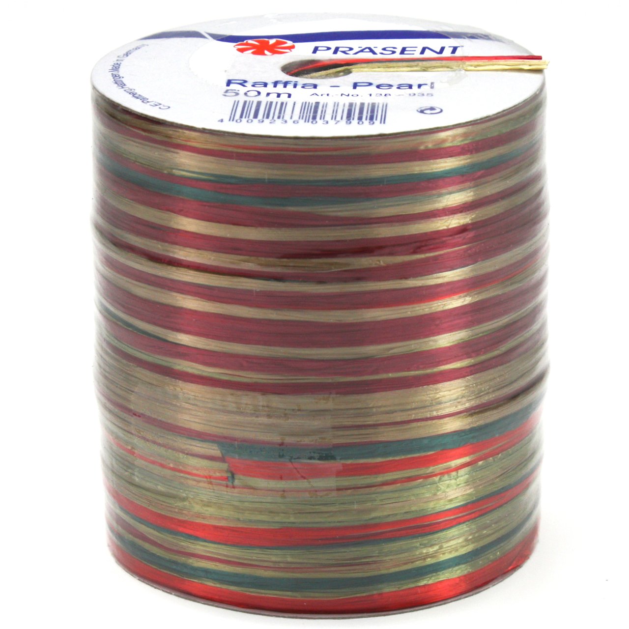 Morex Ribbon Pearl Raffia Fabric Ribbon Spool - 55 Yards, Red & Green (138-935) - Perfect for Gift Wrapping, DIY Crafts, and Holiday Decorations