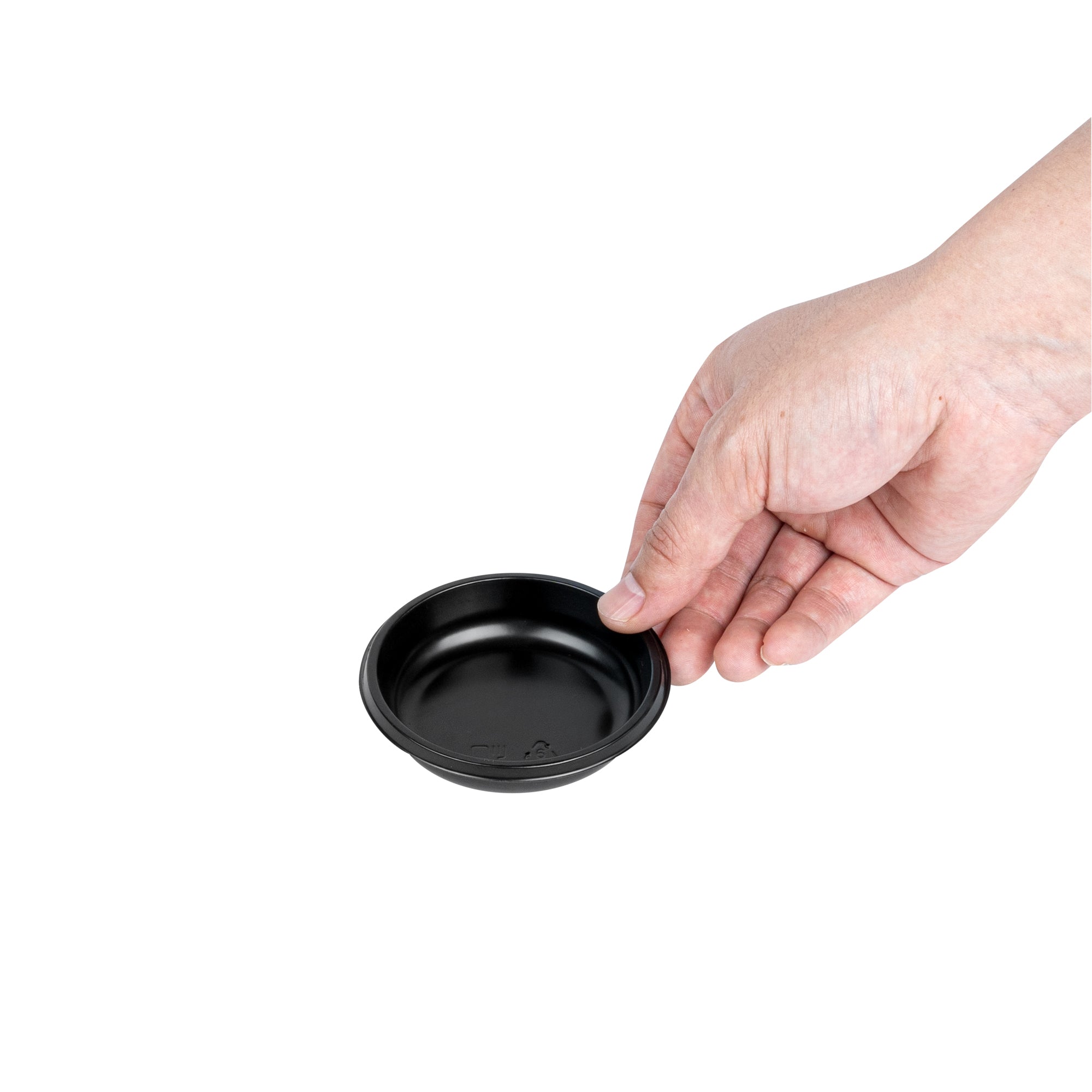 Bento Tek 2 oz Round Black Plastic Sauce Dishes - 3 x 3 x 0.75 Inch Small Condiment Containers - Pack of 1000 - Perfect for Restaurants, Catering, Sushi Bars & Meal Prep